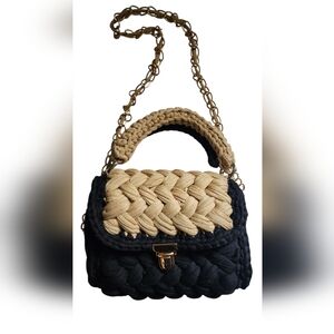 Handcrafted Black and Tan Woven Bag
